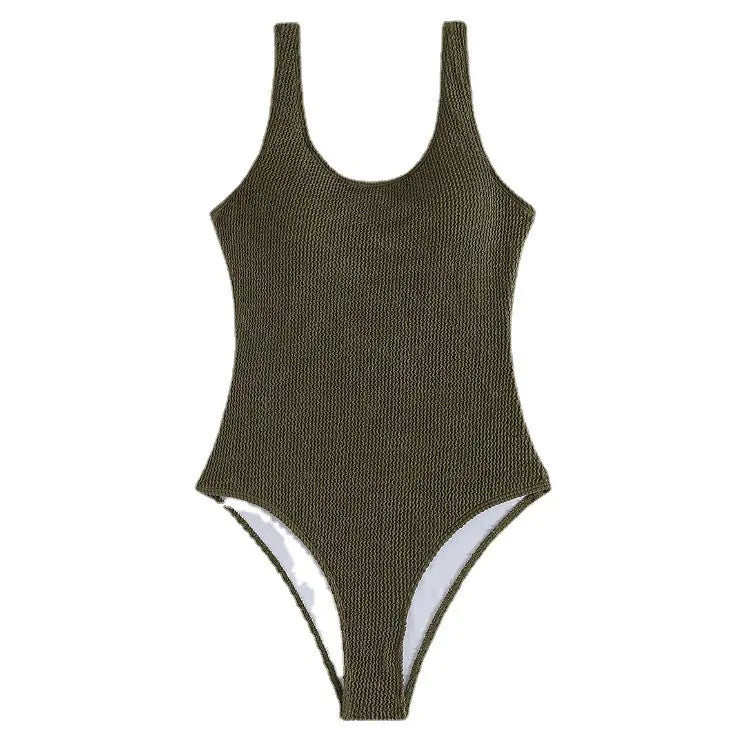 Green Backless One-Piece Swimsuit for Women