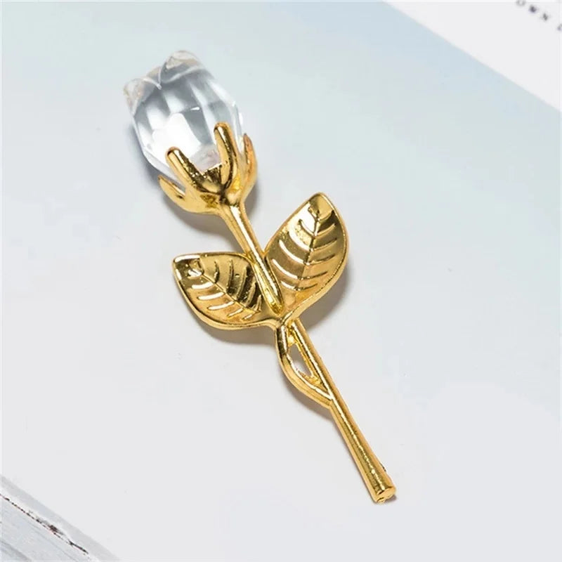 Elegant Crystal Rose Figurine