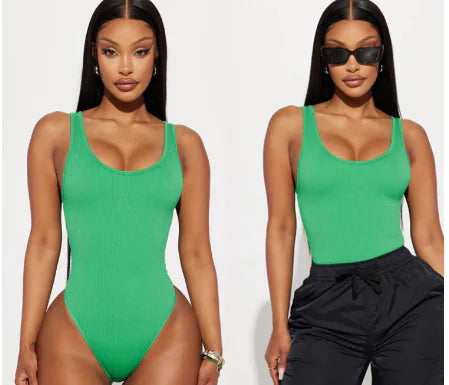 Green Backless One-Piece Swimsuit for Women
