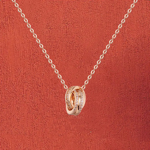 Chomel S925 Silver Double Ring Necklace for Women